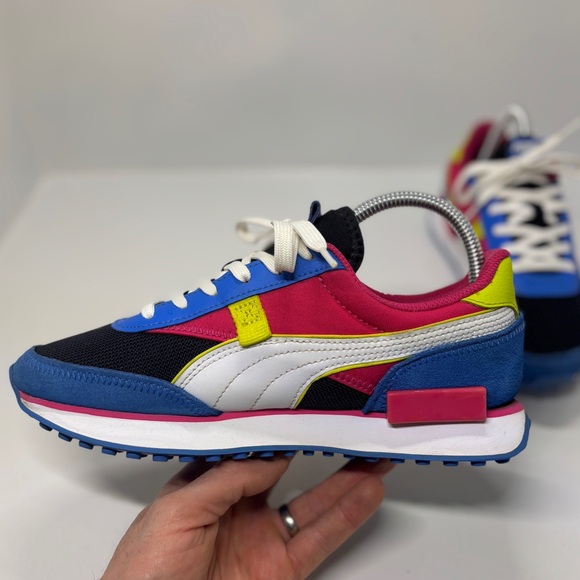 Puma Future Rider Women’s 8.5 Retro Colorblock Sneakers Blue Pink Yellow - Picture 12 of 13